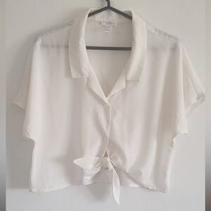 Revamped Crop Tie-front Blouse